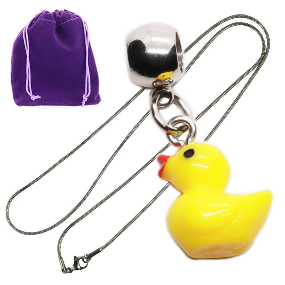 Yellow Rubber Duck Pendant Necklace For Ducks Lovers, Cute Duck Jewelry